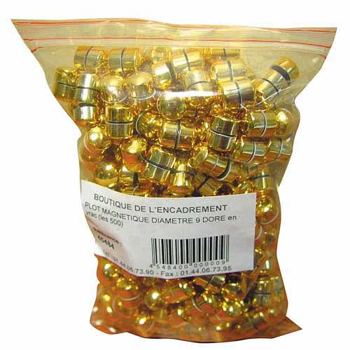 Plots magnétiques dorés Ø9 surpuissants sachet de 20 Plots magnétiques dorés Ø9 surpuissants sachet de 20